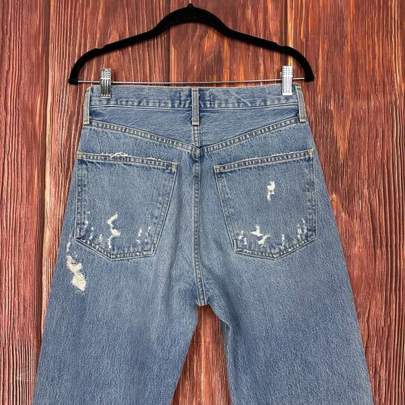 Agolde Womens Mid Rise 90s Jeans Loose Fit Distressed 100% Cotton Size 25 - Picture 7 of 10